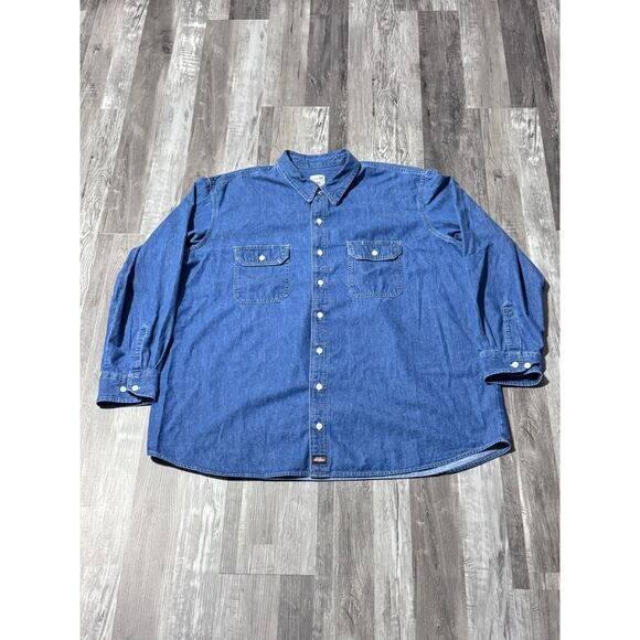 Size 3XL - Dickies Men's Denim L/S Button-up Shirt - Picture 1 of 5